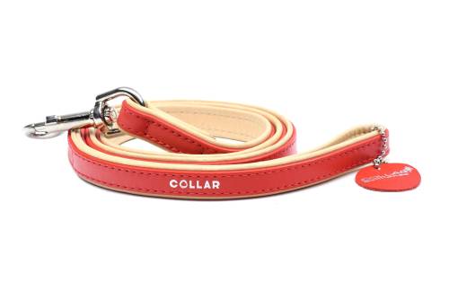 Lesa rosie din piele pentru caini collar brilliance 18 mm x 122 cm