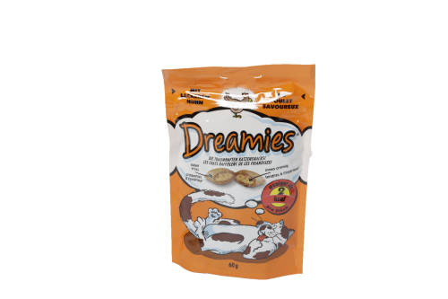 Recompense pentru pisici dreamies snack pui 60gr