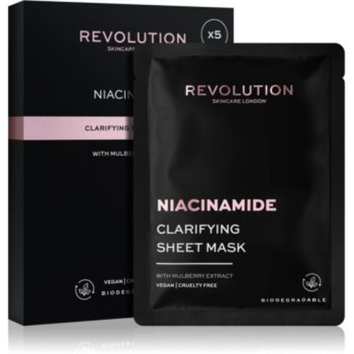 Revolution skincare niacinamide clarifying set de măști textile pentru ten acneic