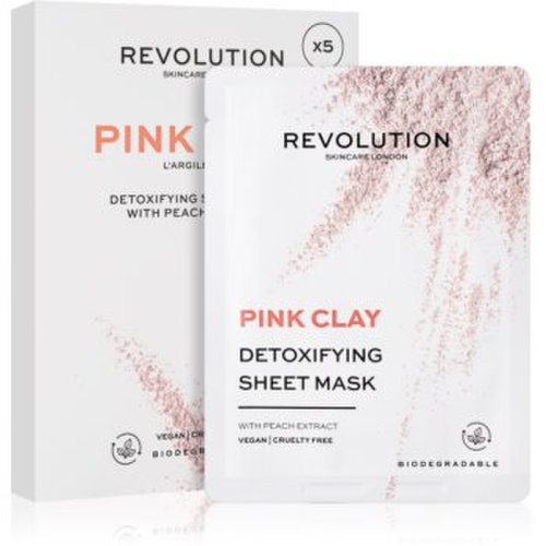 Revolution skincare pink clay set de măști textile cu efect detoxifiant