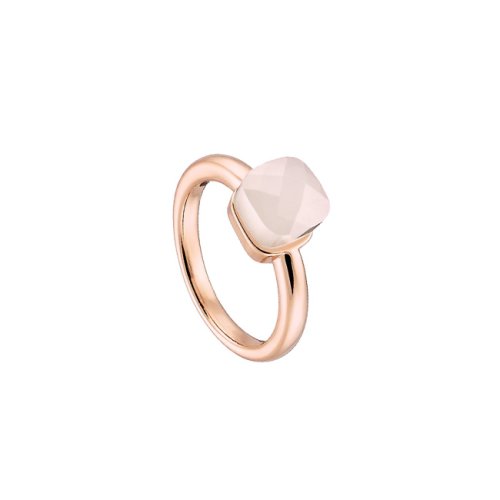Loisir Ring metallic rose gold with white opaque crystal 56