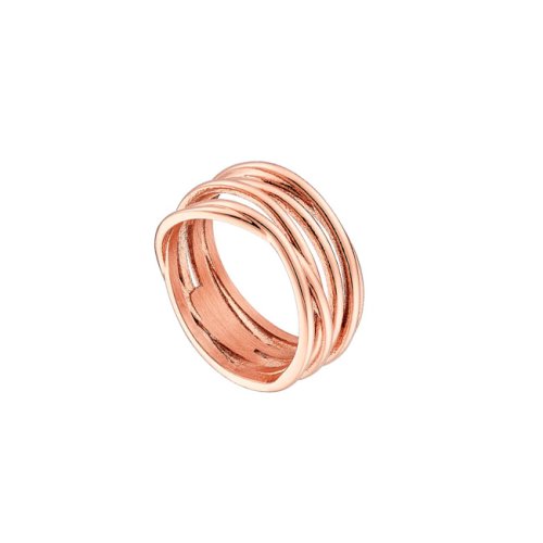 Loisir Ring steel rose gold with sand effect 56