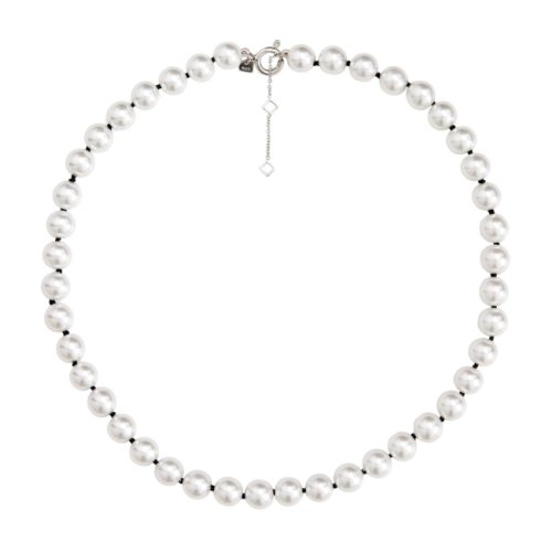 Misaki White glass pearls black wire