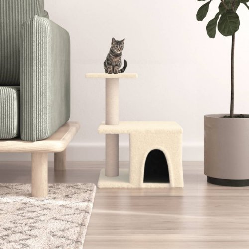 Casa Practica Ansamblu de pisici cu stâlpi din funie de sisal, crem, 48 cm
