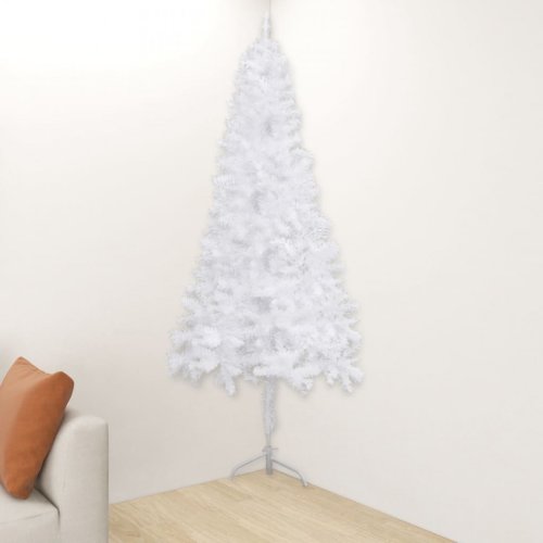 Brad de crăciun artificial, de colț, alb, 240 cm, pvc