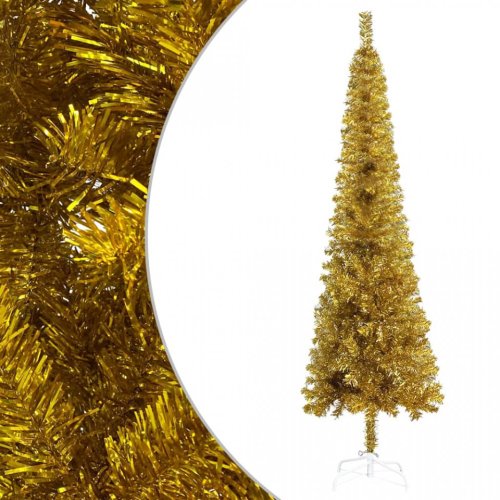 Brad de crăciun artificial subțire, auriu, 150 cm
