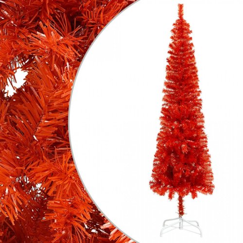 Brad de crăciun artificial subțire, roșu, 150 cm