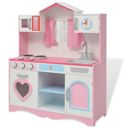 Casa Practica Bucătărie de jucărie din lemn 82 x 30 x 100 cm, roz și alb