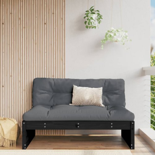Canapea de mijloc, 120x80 cm, negru, lemn masiv de pin