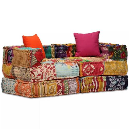 Canapea modulară cu 2 locuri textil, model petice