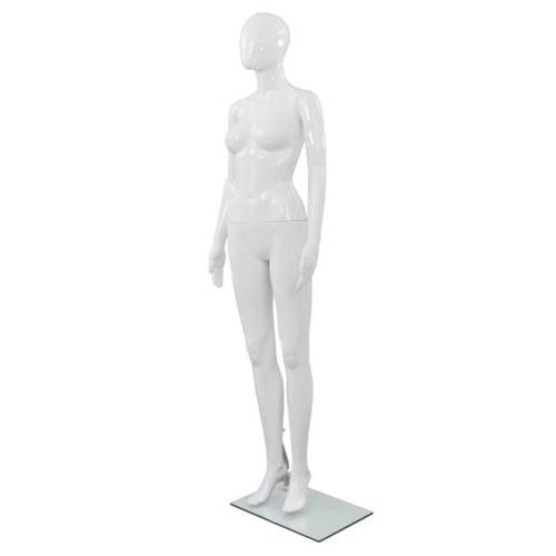 Corp manechin feminin, cu suport din sticlă, alb lucios 175 cm