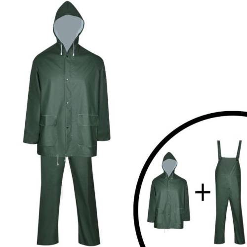 Costum de ploaie impermeabil cu glugă, mărime xxl, verde, 2 piese