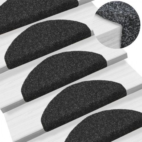 Covorașe scări autoadezive, 5 buc., negru, 65x21x4 cm, punch