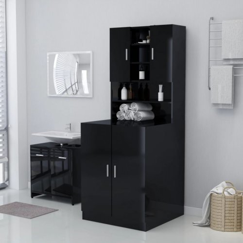 Casa Practica Dulap mașină de spălat, negru extralucios, 71x71,5x91,5 cm