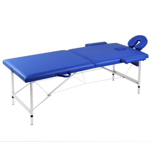 Masă de masaj pliabilă 2 părți cadru din aluminiu albastru