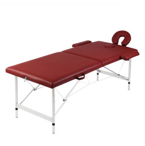 Masă de masaj pliabilă 2 părți cadru din aluminiu roșu