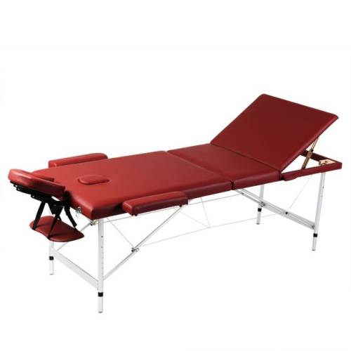 Casa Practica Masă de masaj pliabilă 3 părți cadru din aluminiu roșu