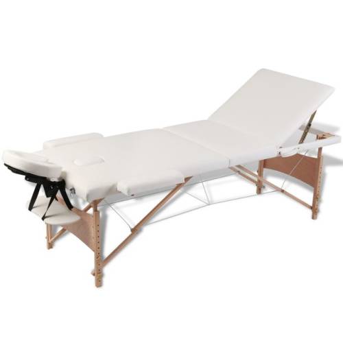 Casa Practica Masă de masaj pliabilă 3 părți cadru din lemn crem