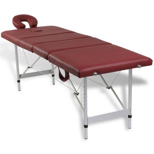 Masă de masaj pliabilă 4 părți cadru din aluminiu roșu