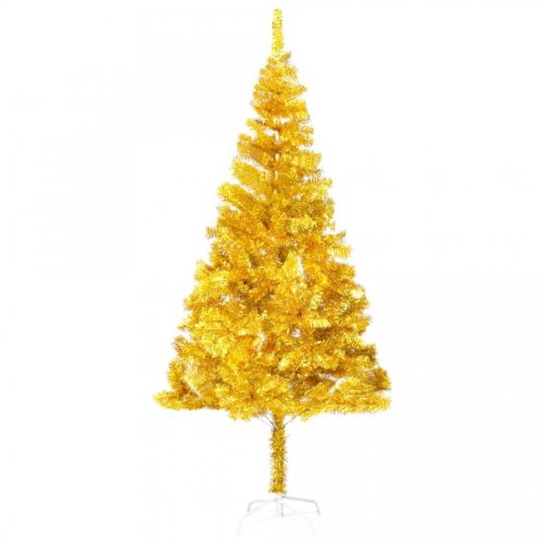 Pom de crăciun artificial cu suport, auriu, 240 cm, pet