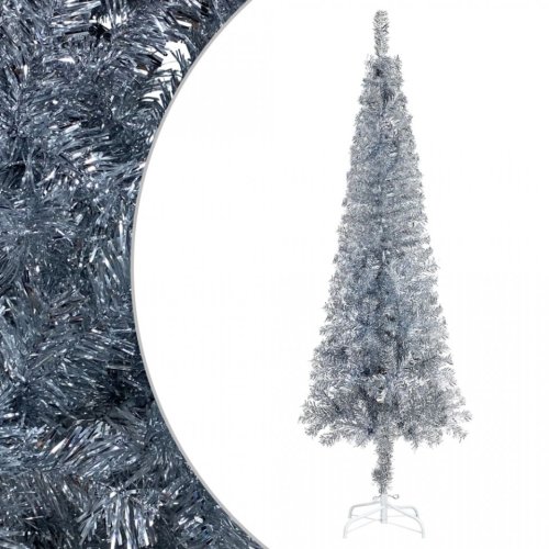 Pom de crăciun artificial subțire, argintiu, 240 cm