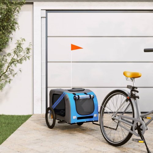 Casa Practica Remorcă bicicletă de câini albastru&gri țesătură oxford&fier