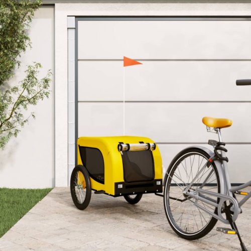 Casa Practica Remorcă de bicicletă câini galben&negru textil oxford&fier