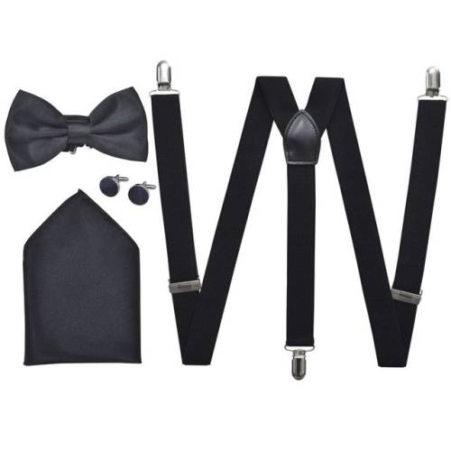 Set accesorii costum seară/frac bărbați bretele & papion, negru