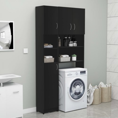 Casa Practica Set dulap mașina de spălat, negru, pal