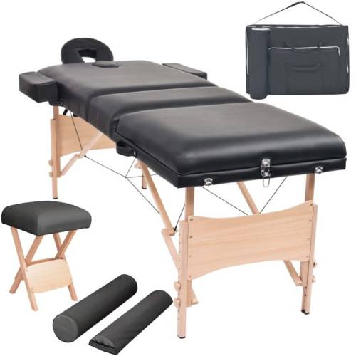 Set taburet și masă de masaj pliabilă în 3 zone, grosime 10 cm, negru