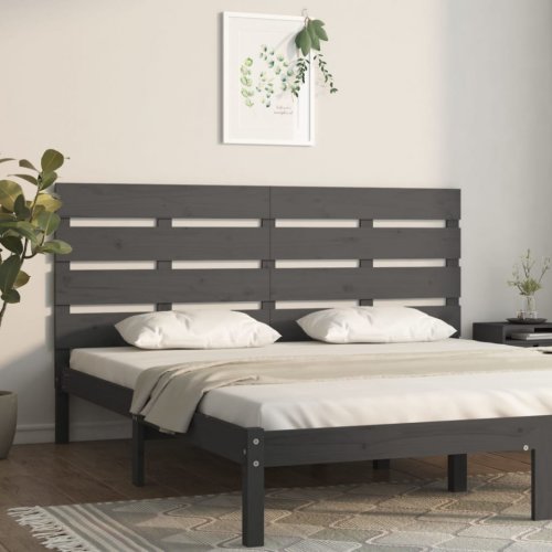 Tăblie de pat, gri, 160x3x80 cm, lemn masiv de pin