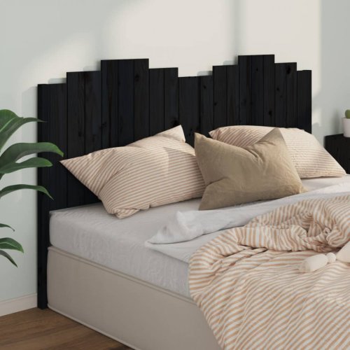 Tăblie de pat, negru, 186x4x110 cm, lemn masiv de pin