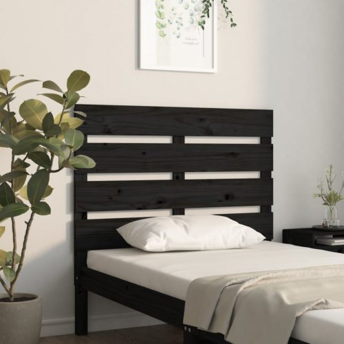 Tăblie de pat, negru, 75x3x80 cm, lemn masiv de pin