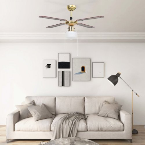 Ventilator de tavan cu iluminare, maro, 106 cm