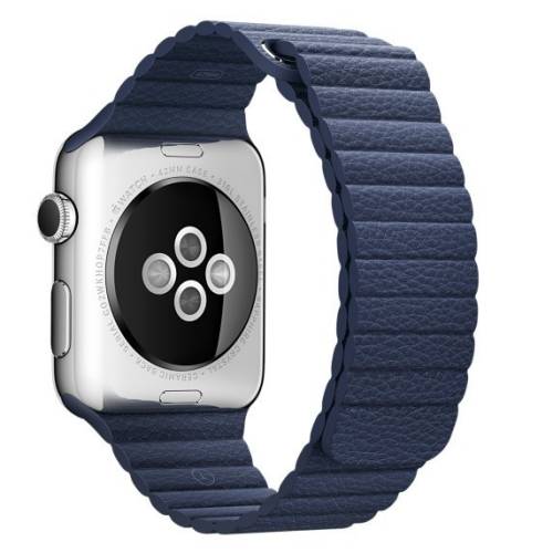 Curea piele pentru apple watch 40mm iuni midnight blue leather loop