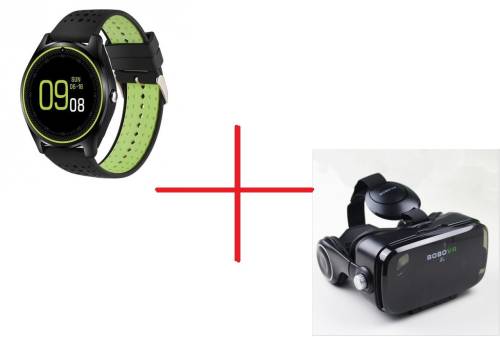 Set promo ochelari virtuali vr-z4 + smartwatch mtk v9 verde bt camera