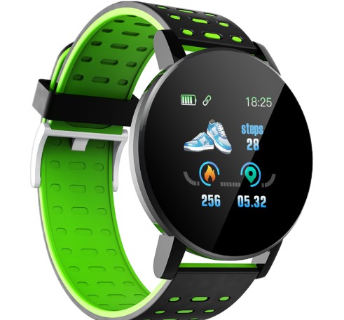 Smartwatch techstar® 119 verde unisex waterproof ip67 bt 4.0, ecran 1.3 inch conectare android si ios