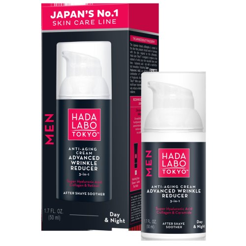 Hada Labo Tokyo - Cosmetice Japoneze Crema anti-imbatranire de zi si noapte pentru barbati, cu super hyaluronic acid, colagen si retinol, 50 ml, hada labo tokyo
