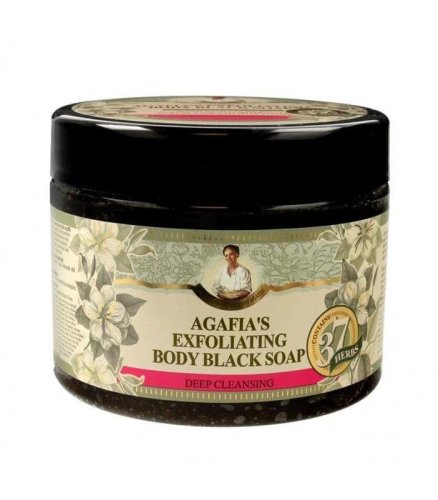 Sapun negru exfoliant pentru corp, 300 ml, bunica agafia