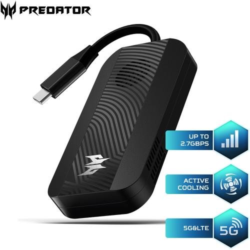 Adaptor wireless acer predator connect d5 5g, 2.7gbps sa, 2.5gbps nsa, active fan cooling, usb 3.1 type-c