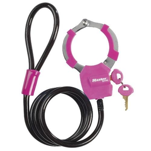 Antifurt master lock cablu cu catuse 1m x 8mm, roz/negru