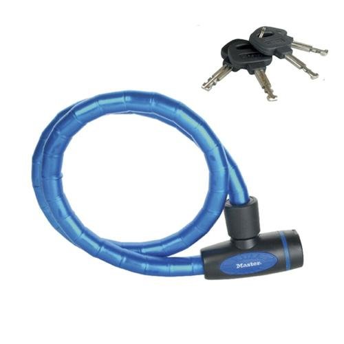 Antifurt master lock cablu otel calit cu cheie 1m x 18mm albastru