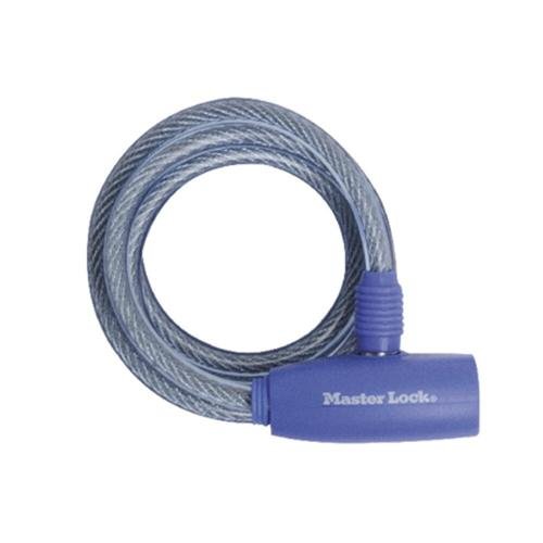 Antifurt master lock cablu spiralat cu cheie 1.80m x 8mm albastru