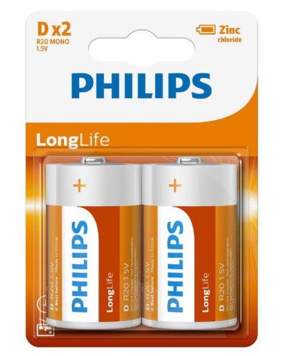 Baterii philips longlife d 2-blister