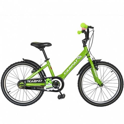 Bicicleta copii carpat c2001c, roti 20inch, cosulet, cadru otel 9inch (verde)