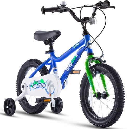 Bicicleta copii royalbaby chipmunk cma1401c, roti 14inch, roti ajutatoare (albastru/alb)