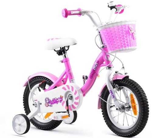 Bicicleta copii royalbaby chipmunk cmo1802, roti 18inch, roti ajutatoare (roz/alb)