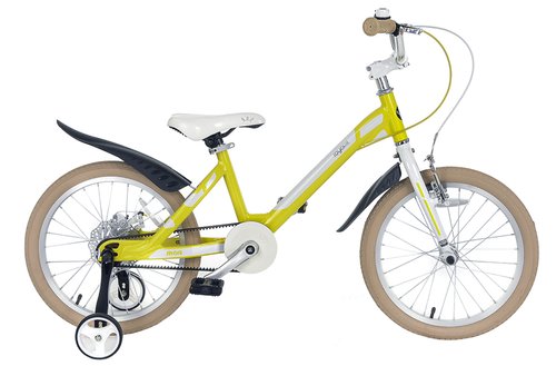 Bicicleta copii royalbaby mars m1801c, roti 18inch, cadru aluminiu, roti ajutatoare (galben/alb)