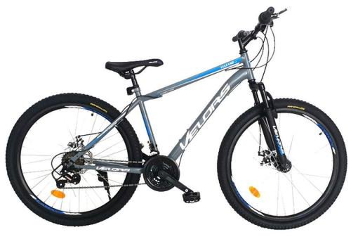 Bicicleta mtb-ht velors vulcano v2609a, 18 viteze, roti 26inch, frane pe disc, schimbator saiguan (gri/albastru)