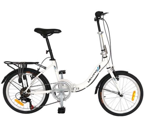 Bicicleta pliabila velors v2057a, schimabtor shimano revoshift tourney 7 viteze, roti 20inch, frane v-brake (alb/negru)